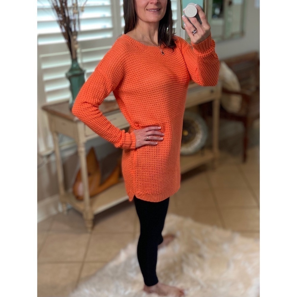 Waffle Rounded Hi-Low Bottom Tunic Coral 1121